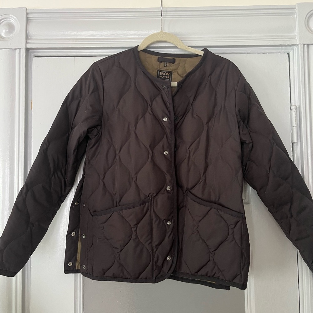 Women's XS black & green reversible quilted military liner jacket, Taion